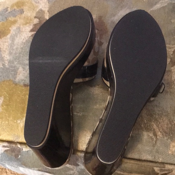 Coach Patent Leather Logo Wedge Sandals - Picture 4 of 5